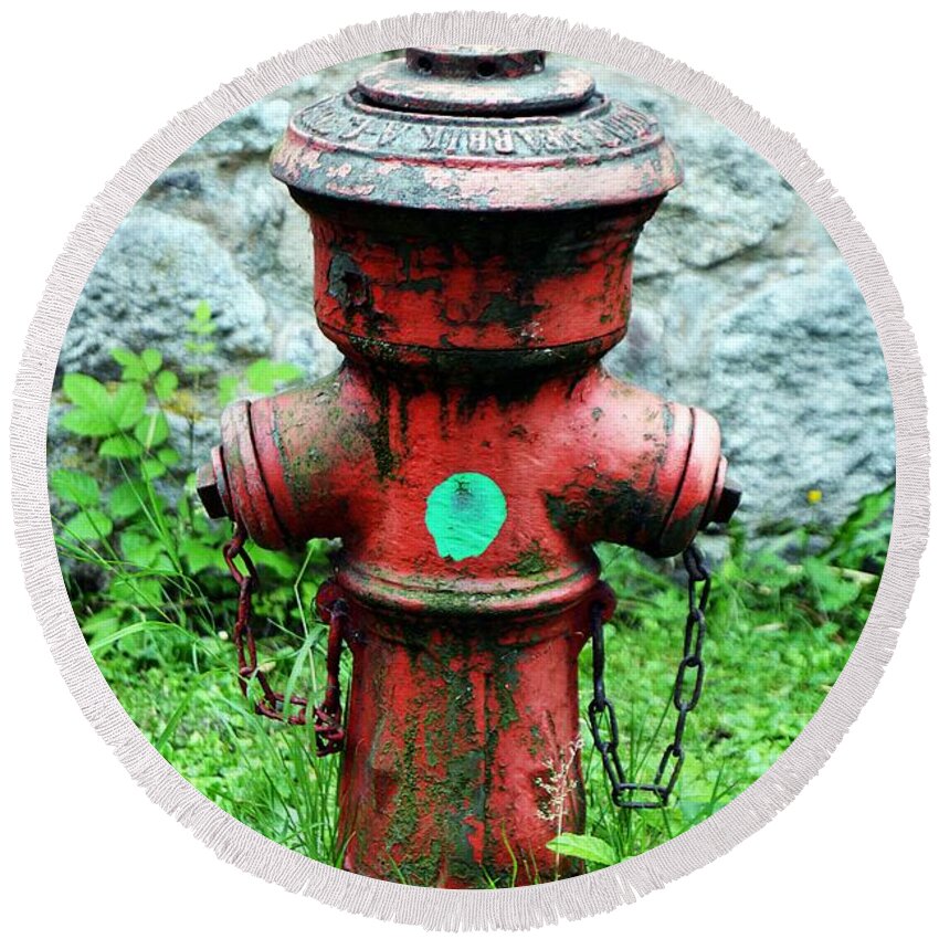 Hydrant Round Beach Towel featuring the photograph Hydrant by Thomas Schroeder