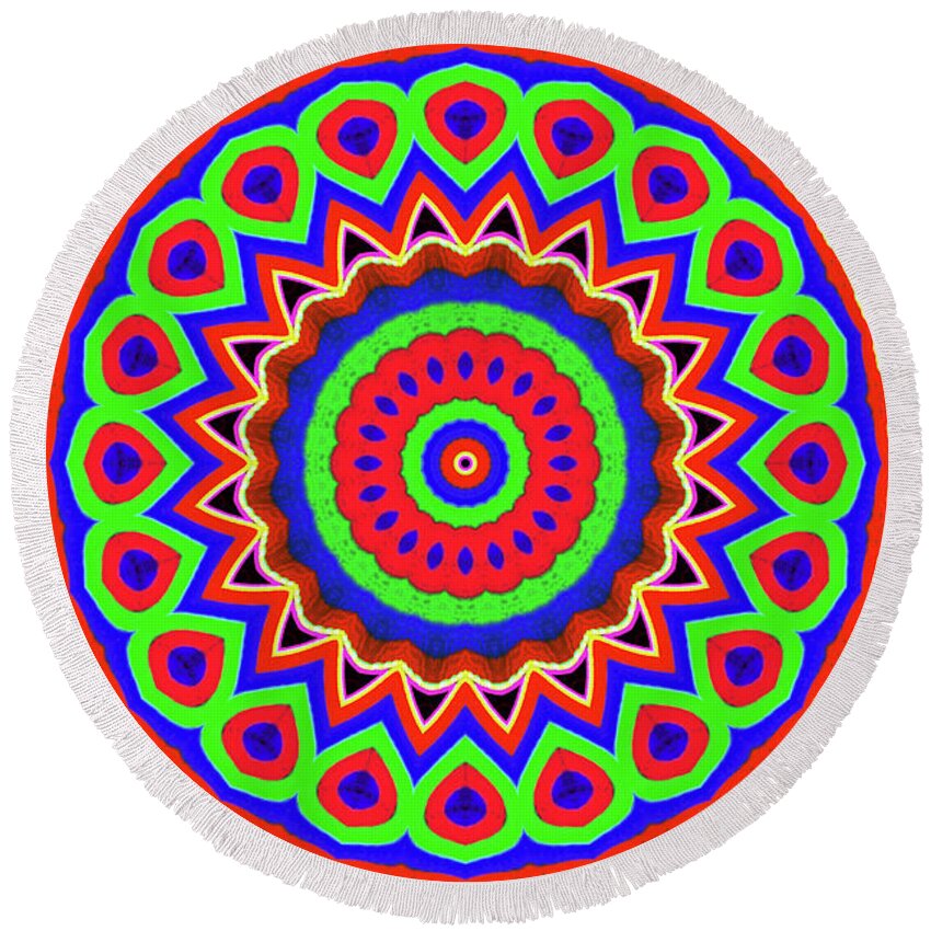 Colorful Round Beach Towel featuring the digital art In Motion 2 by Bill King