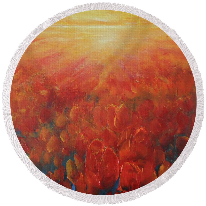 Abstract Round Beach Towel featuring the painting Inexhaustible by Jane See