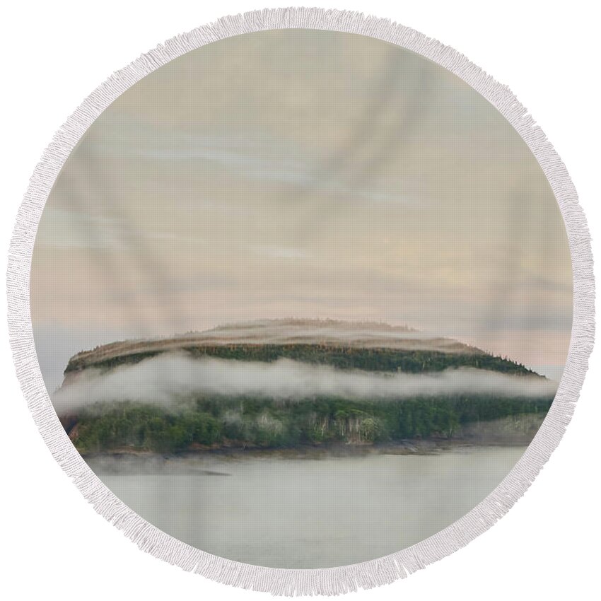 Five Islands Provincial Park Round Beach Towel featuring the photograph Island in the Sky by Jurgen Lorenzen