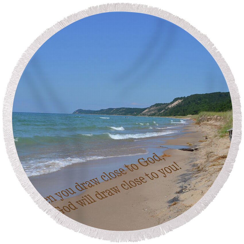  Round Beach Towel featuring the mixed media James 4 8 by Lori Tondini