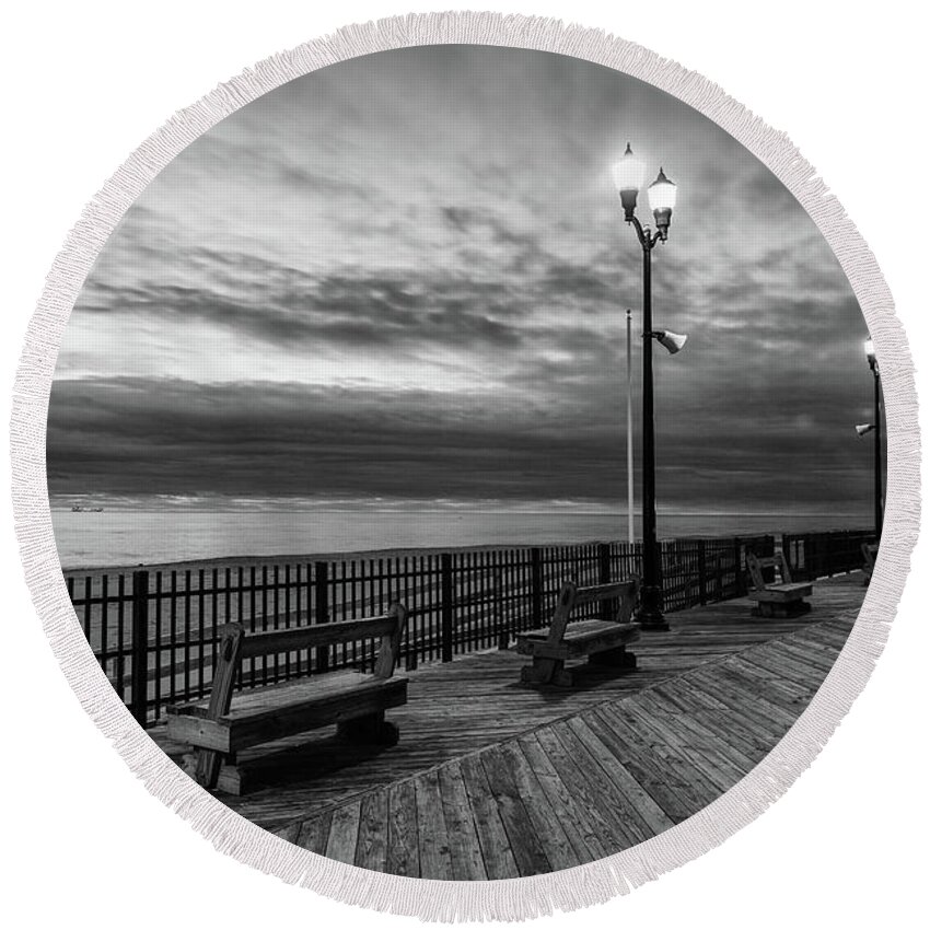 Winter Round Beach Towel featuring the photograph Jersey Shore in Winter by Kyle Lee