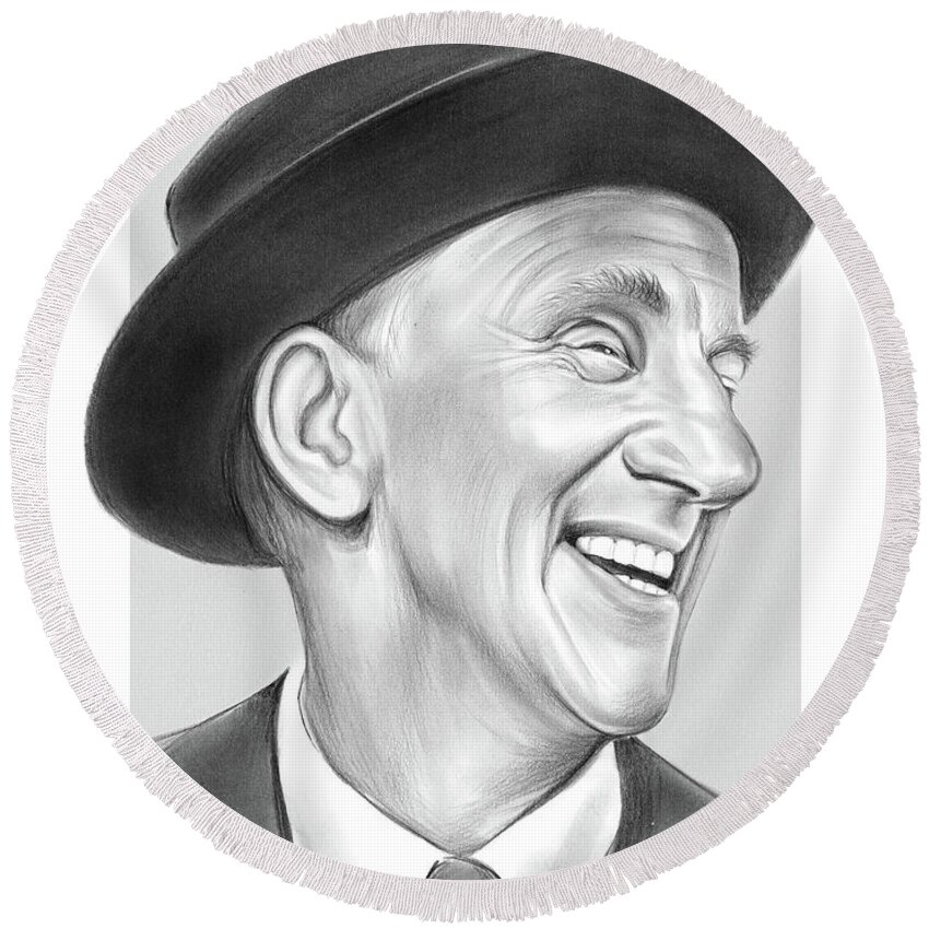 Jimmy Durante Round Beach Towel featuring the drawing Jimmy by Greg Joens