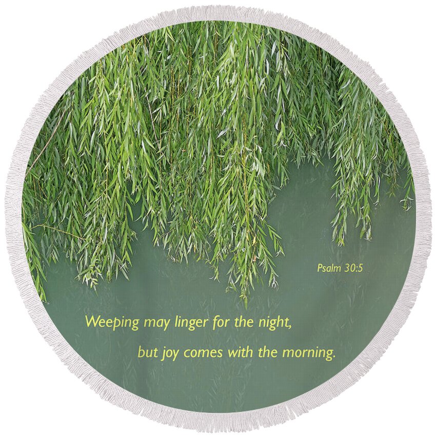 Weeping Willow Round Beach Towel featuring the photograph Joy by Ann Horn