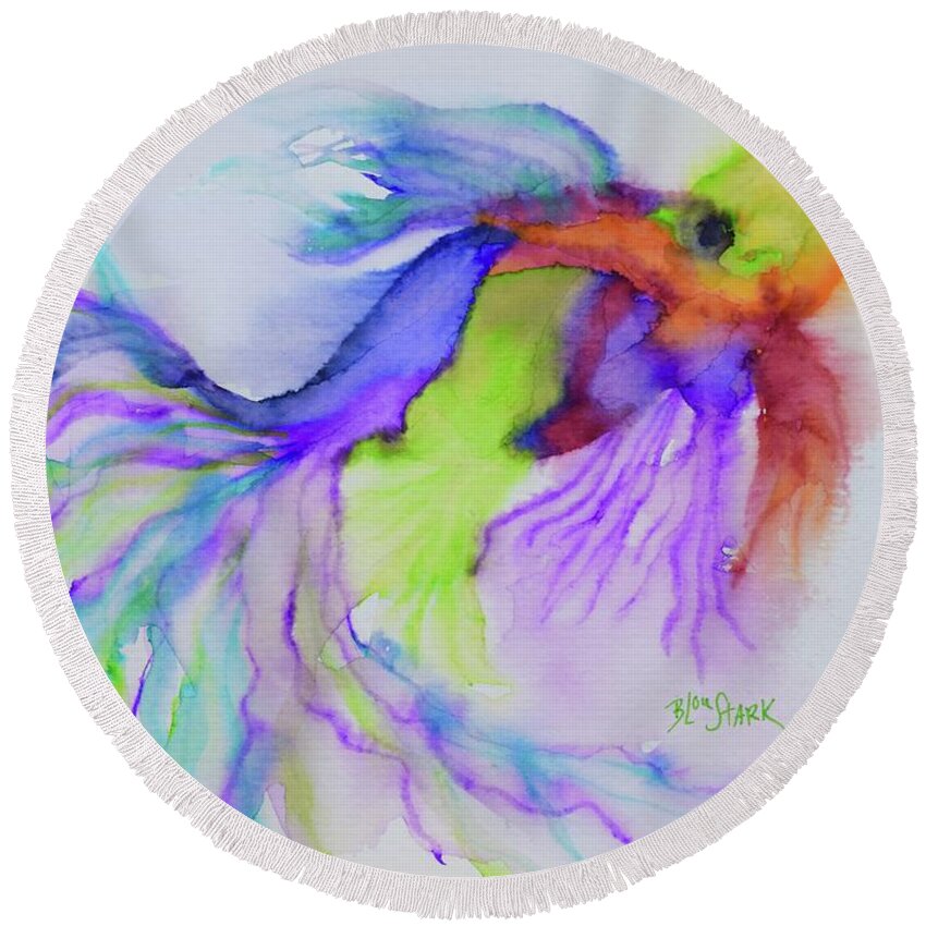  Round Beach Towel featuring the painting Kaleidoscopic Beta by Barrie Stark