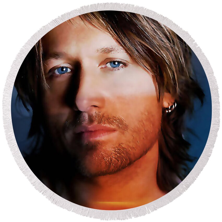 Keith Urban Round Beach Towel featuring the mixed media Keith Urban by Marvin Blaine