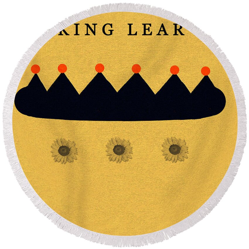 King Lear By William Shakespeare Round Beach Towel featuring the digital art King Lear minimalsim art book cover by David Lee Thompson