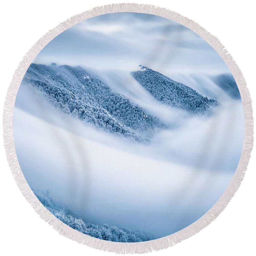 Balkan Mountains Round Beach Towel featuring the photograph Kingdom Of the Mists by Evgeni Dinev