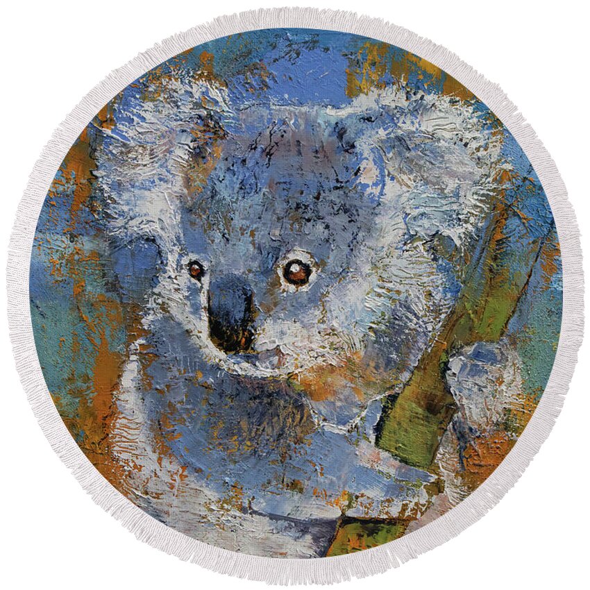 Baby Round Beach Towel featuring the painting Koala by Michael Creese