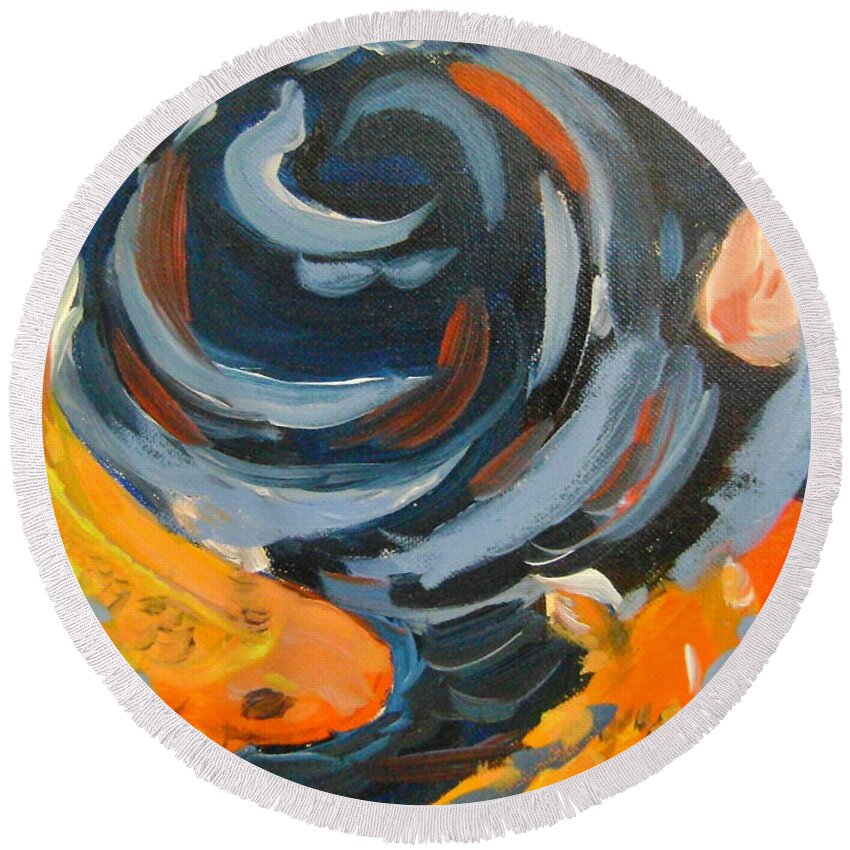 Koi Round Beach Towel featuring the painting Koi Swirl by Martha Tisdale