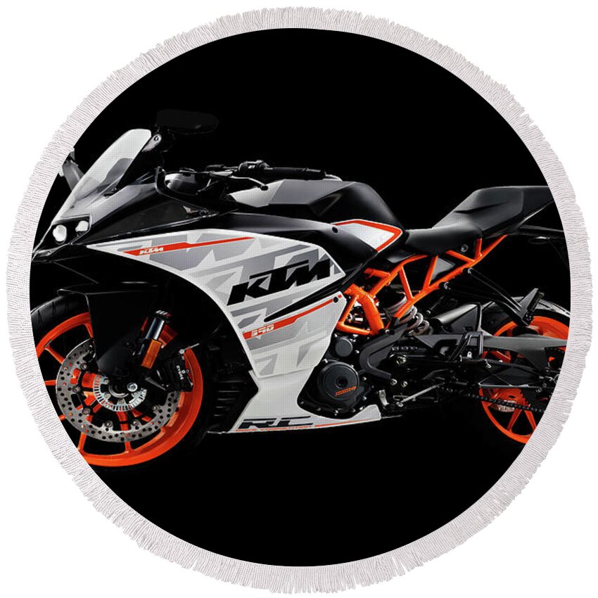 Ktm Round Beach Towel featuring the mixed media Ktm Rc 390 by Smart Aviation