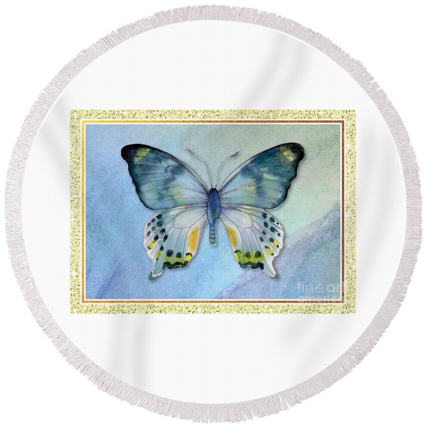 Butterfly Greeting Card Round Beach Towel featuring the painting Laglaizei Butterfly by Amy Kirkpatrick