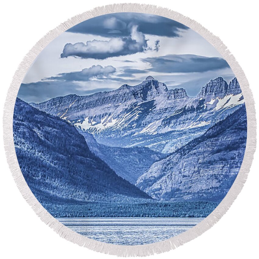Park Round Beach Towel featuring the photograph Lake McDonald Glacier National Park by Alex Grichenko