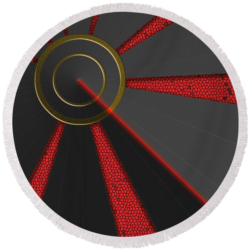 Digital Abstract Round Beach Towel featuring the digital art Laser Lock Sequencer by Jason Fink