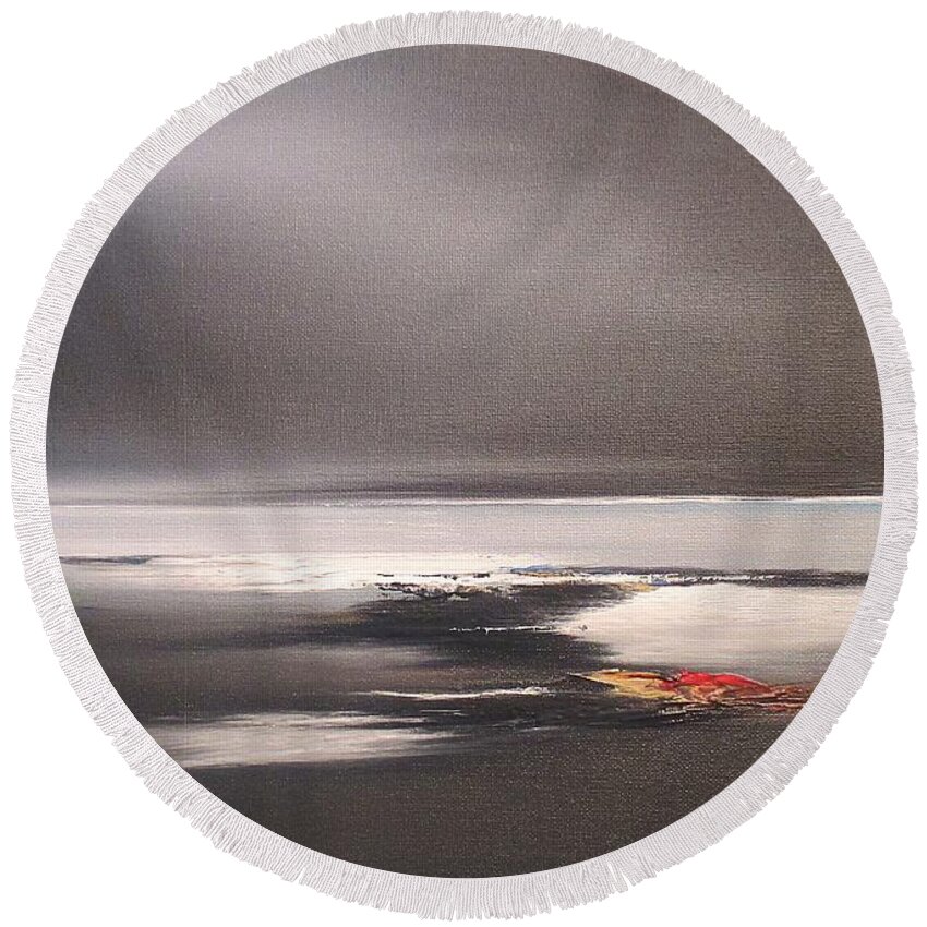Seascape Round Beach Towel featuring the painting Last Light by Roland Byrne