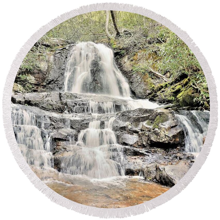 Waterfalls Round Beach Towel featuring the photograph Laurel Falls by Merle Grenz
