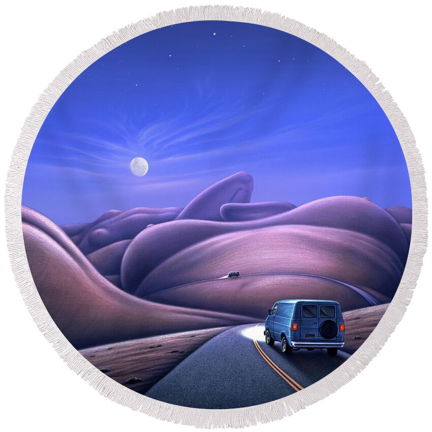 Bodyscape Round Beach Towel featuring the painting Lay of the Land by Jerry LoFaro
