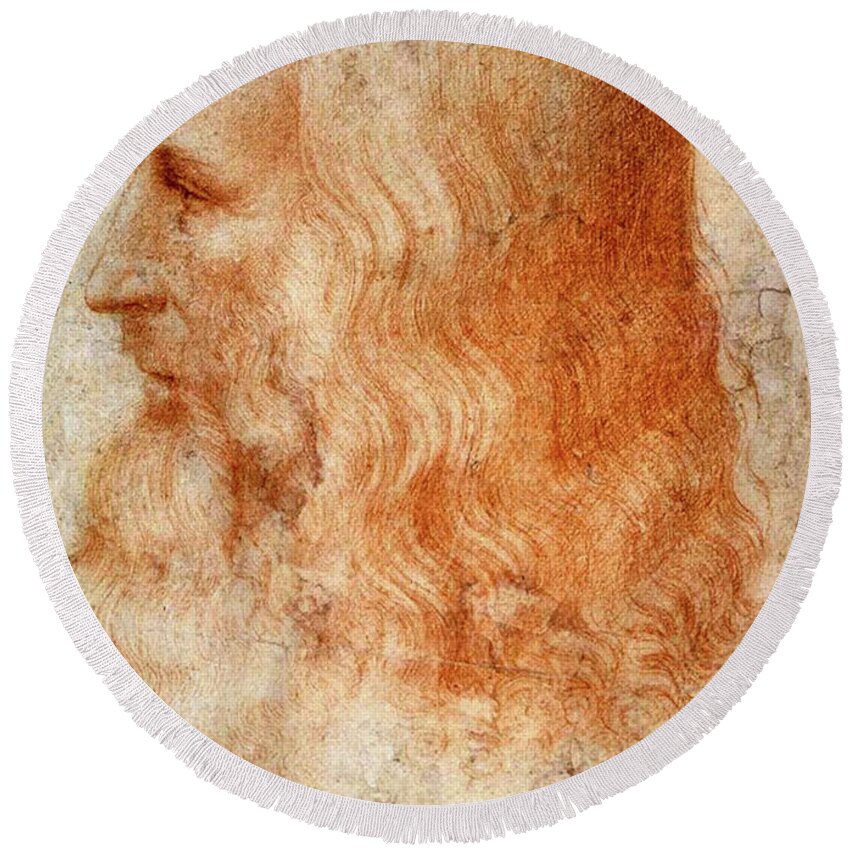 Leonardo Da Vinci Round Beach Towel featuring the painting Leonardo da Vinci by Francesco Melzi