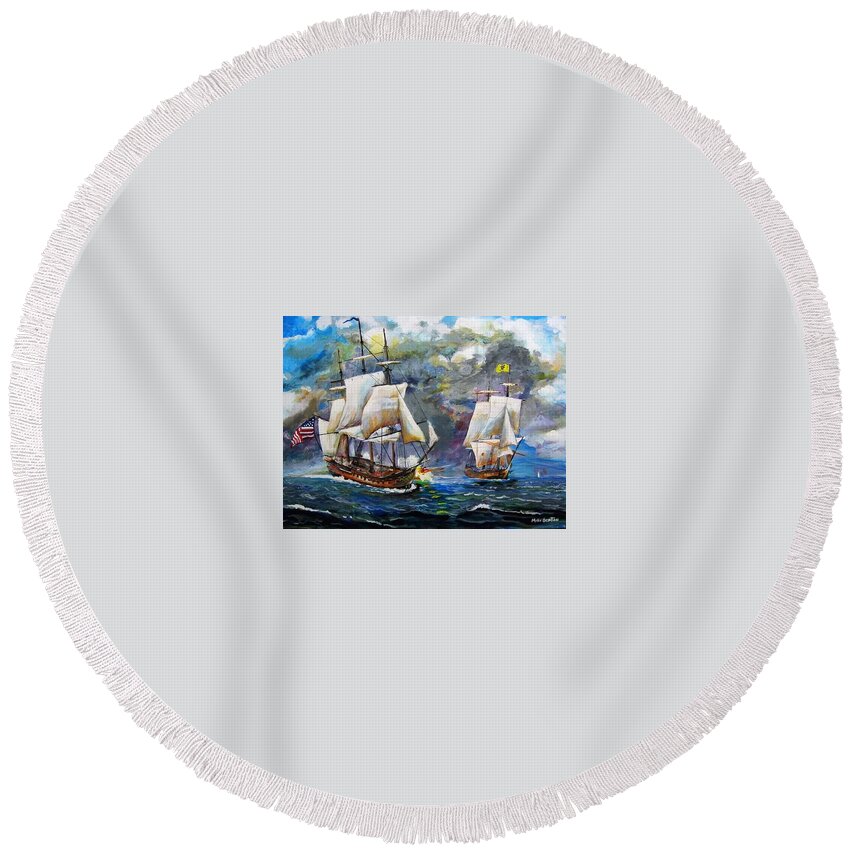 Ships Round Beach Towel featuring the painting Letter of Marque by Mike Benton