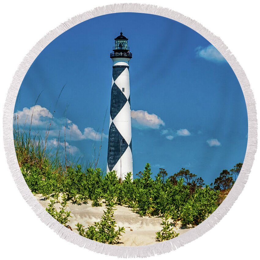Lighthouse Round Beach Towel featuring the photograph Lighthouse at Cape Lookout NC by Nick Zelinsky Jr