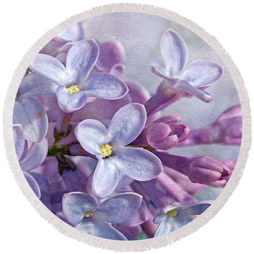 Lilacs Round Beach Towel featuring the photograph Lilacs by Cindi Ressler