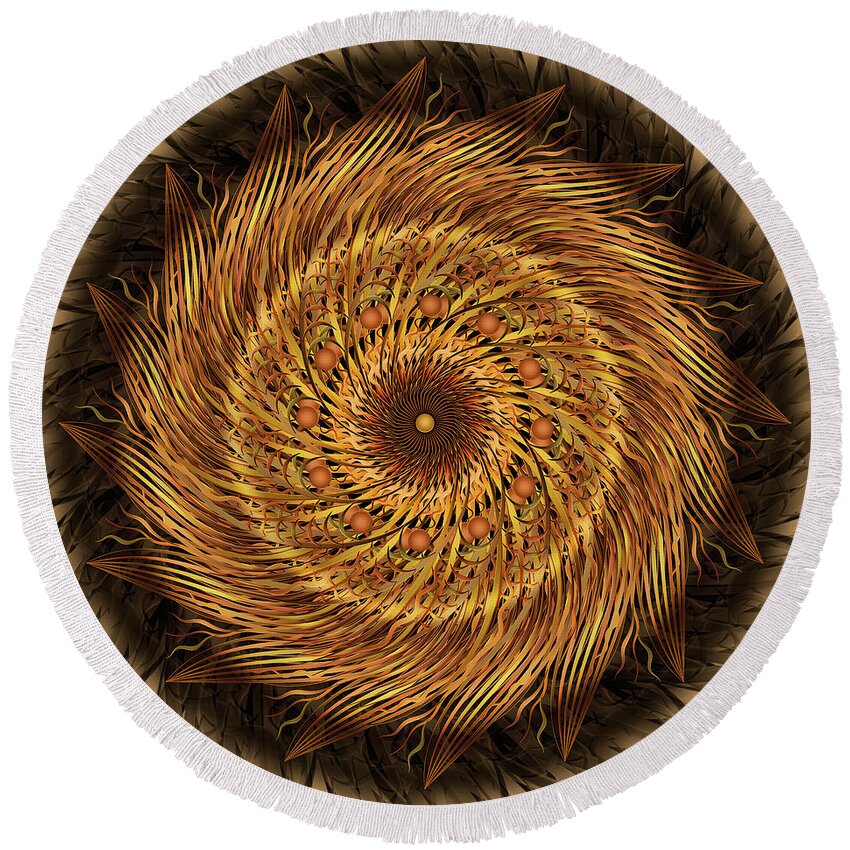 Pinwheel Mandala Round Beach Towel featuring the digital art Listen To The Wind by Becky Titus