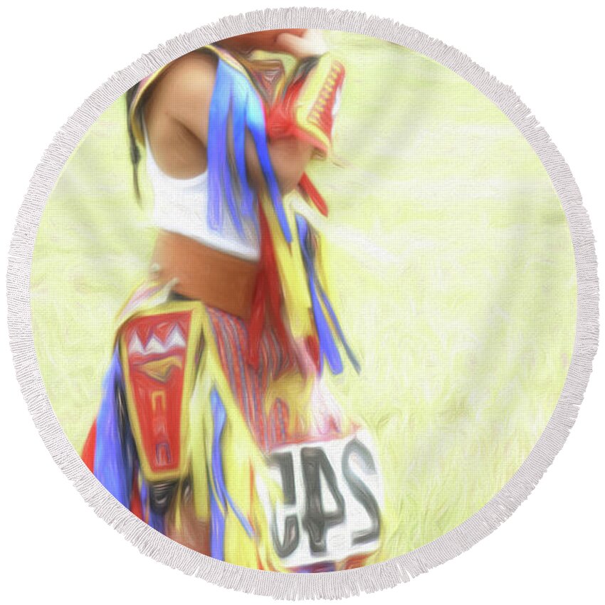 Native Americans Round Beach Towel featuring the photograph Little Native American Dancer by Dyle Warren