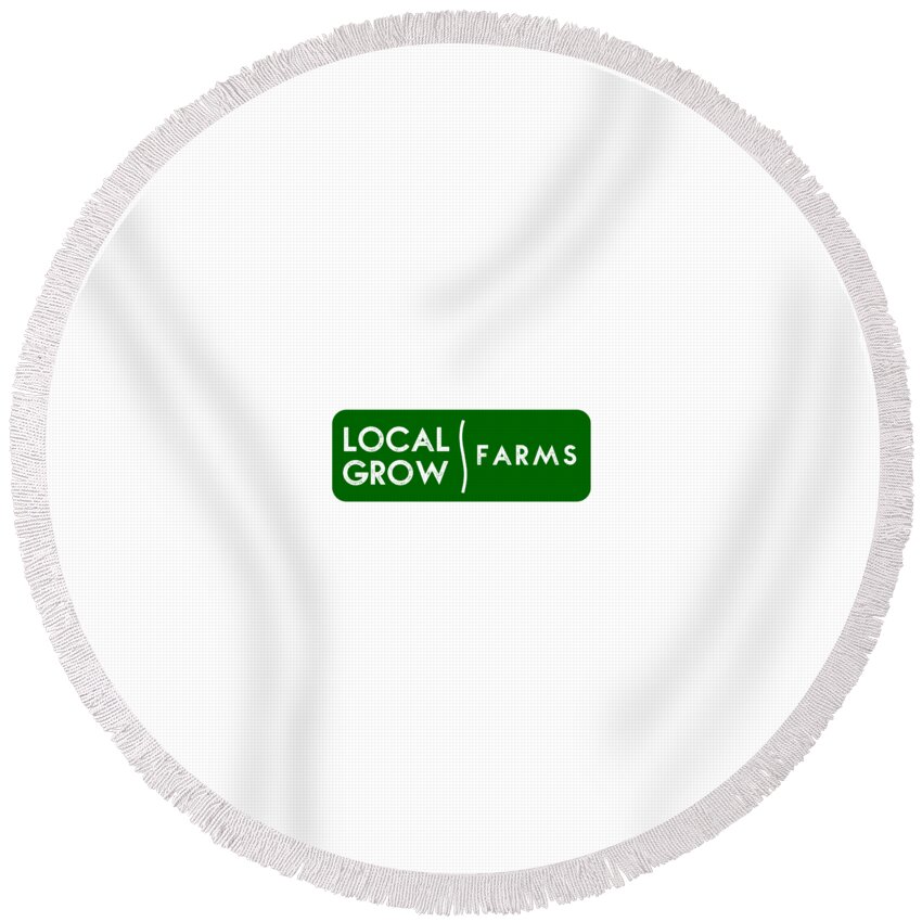  Round Beach Towel featuring the drawing Local Grow Farms logo on light backgrounds by Charlie Szoradi