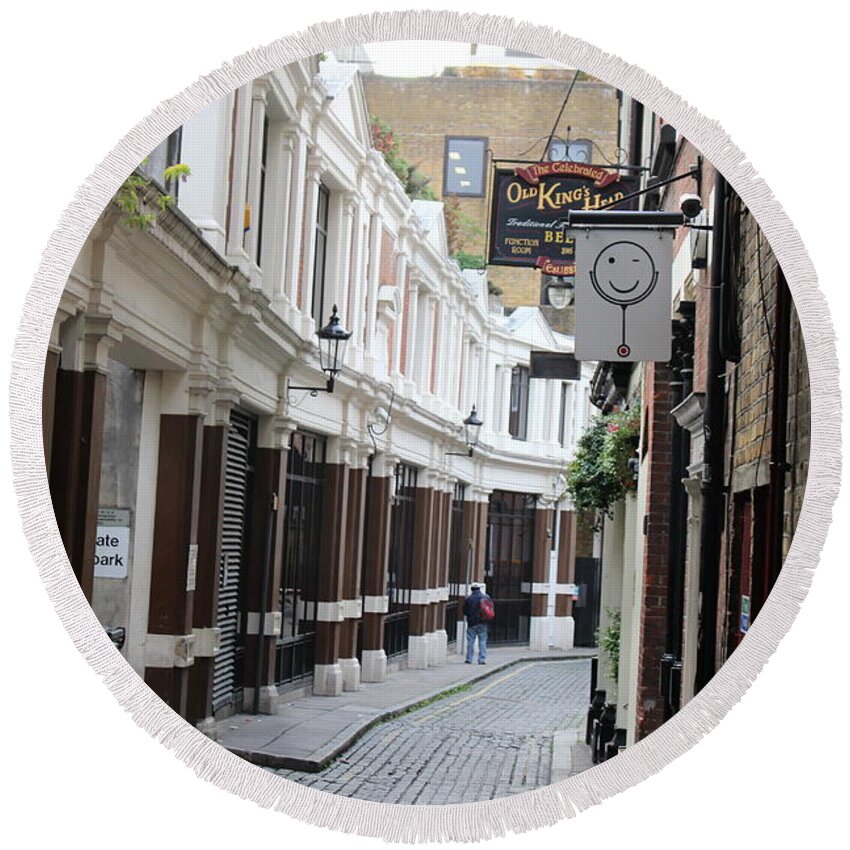 London Round Beach Towel featuring the photograph London Alley by Laura Smith