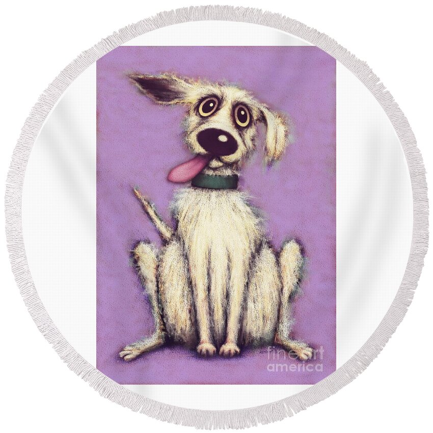 Dog Round Beach Towel featuring the digital art Look at me by Keith Mills