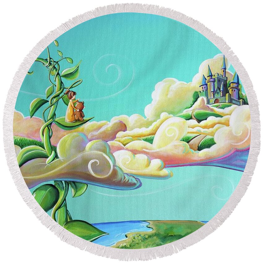 Fairytale Round Beach Towel featuring the painting Looking For Jack by Cindy Thornton