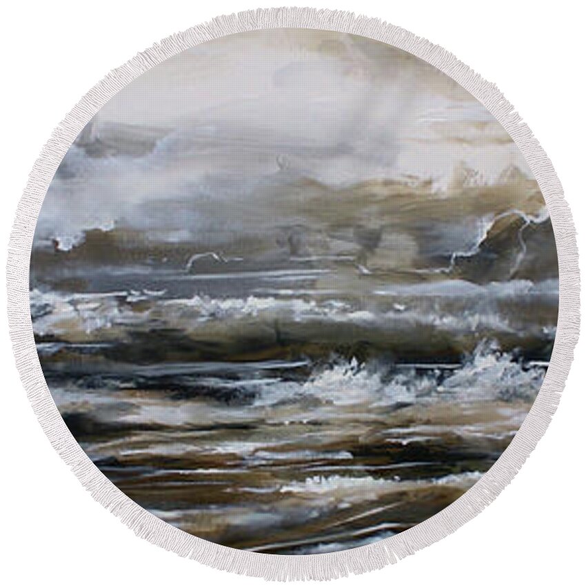 Seascape Round Beach Towel featuring the painting Lost Horizon by Michael Lang