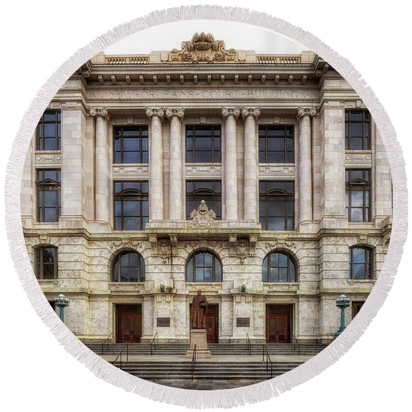 New Orleans Round Beach Towel featuring the photograph Louisiana Supreme Court by Susan Rissi Tregoning