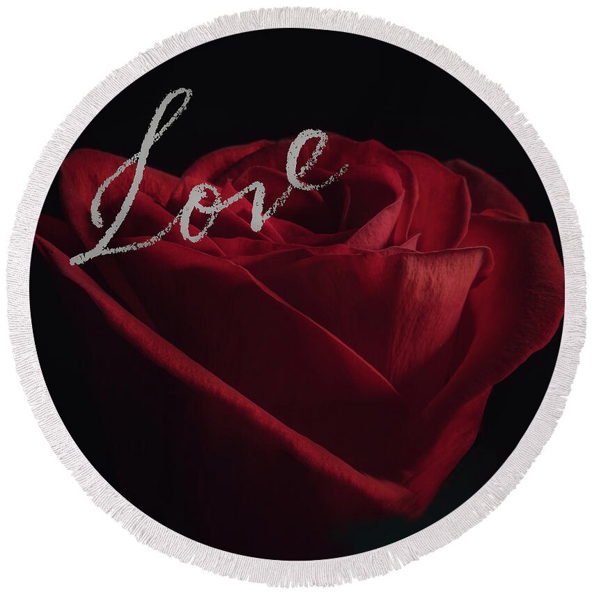 Red Round Beach Towel featuring the photograph Love Rose by Joni Eskridge