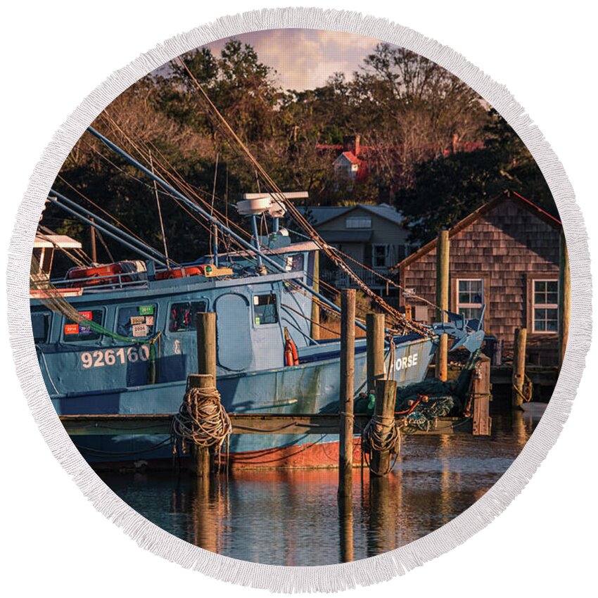 Shem Creek Round Beach Towel featuring the photograph Lowcountry Shem Creek - Salt Life by Dale Powell