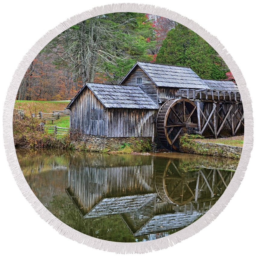 Mabry Mill Round Beach Towel featuring the photograph Mabry Mill by Michael Frank
