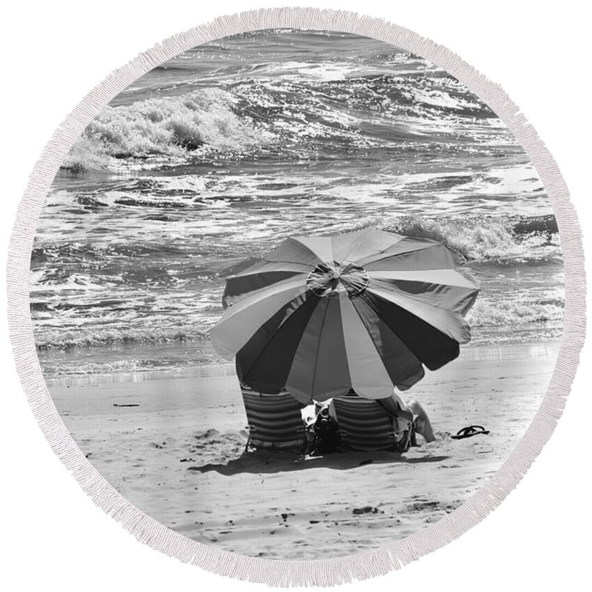 Made In The Shade Round Beach Towel featuring the photograph Made in the Shade by Debra Grace Addison