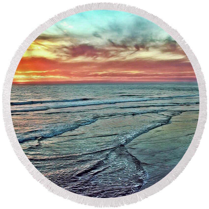 Clouds Round Beach Towel featuring the photograph Magic Sunset Color Spectrum by Gabriele Pomykaj
