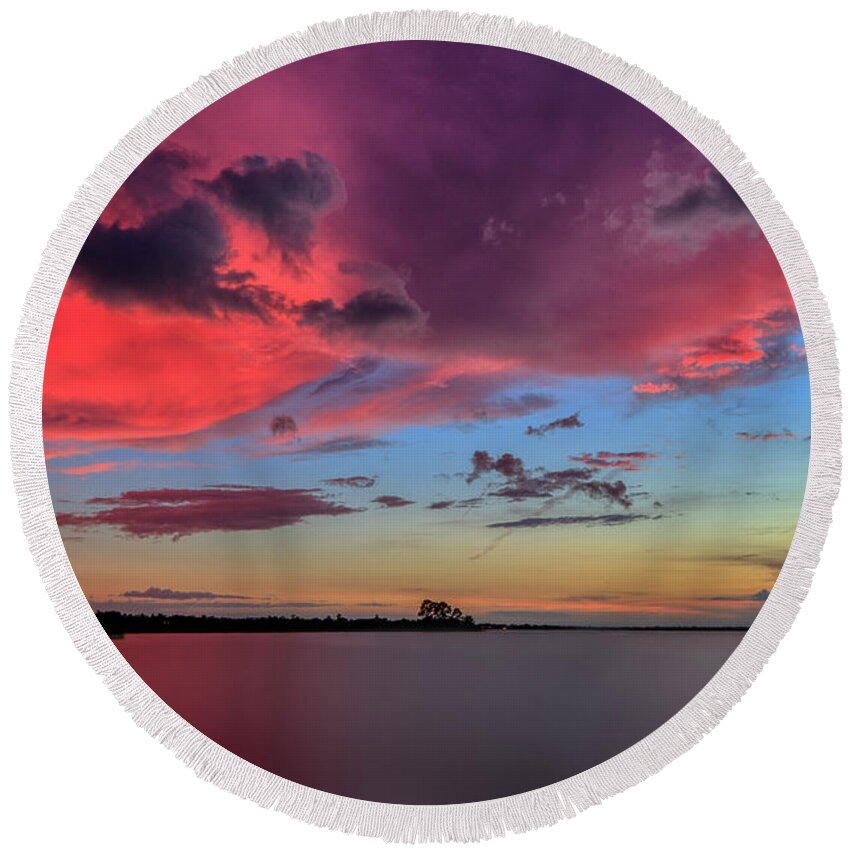Long Exposure Round Beach Towel featuring the photograph Magical Sunset by JASawyer Imaging