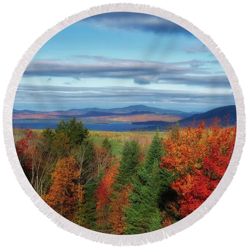 Landscape Round Beach Towel featuring the photograph Maine Fall Foliage by Russel Considine
