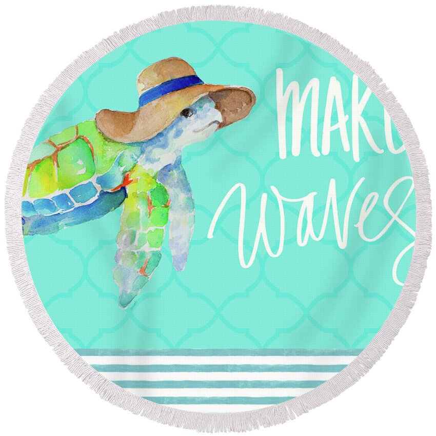 Make Round Beach Towel featuring the painting Make Waves by Lanie Loreth