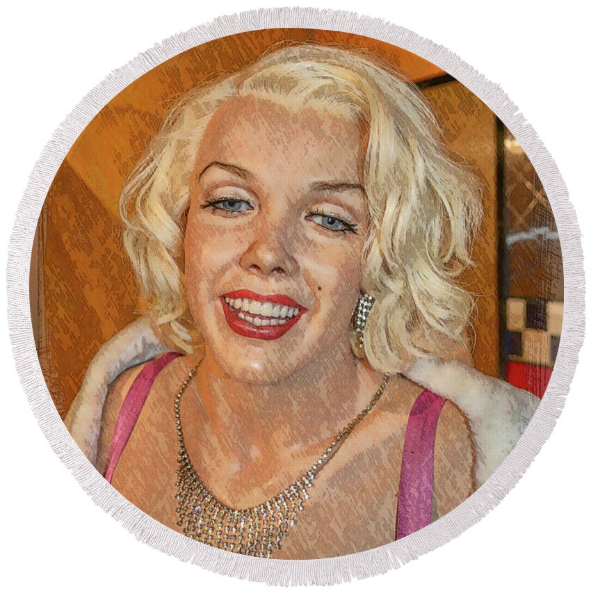 Celebrities Round Beach Towel featuring the photograph Marilyn Monroe by Kathy Baccari