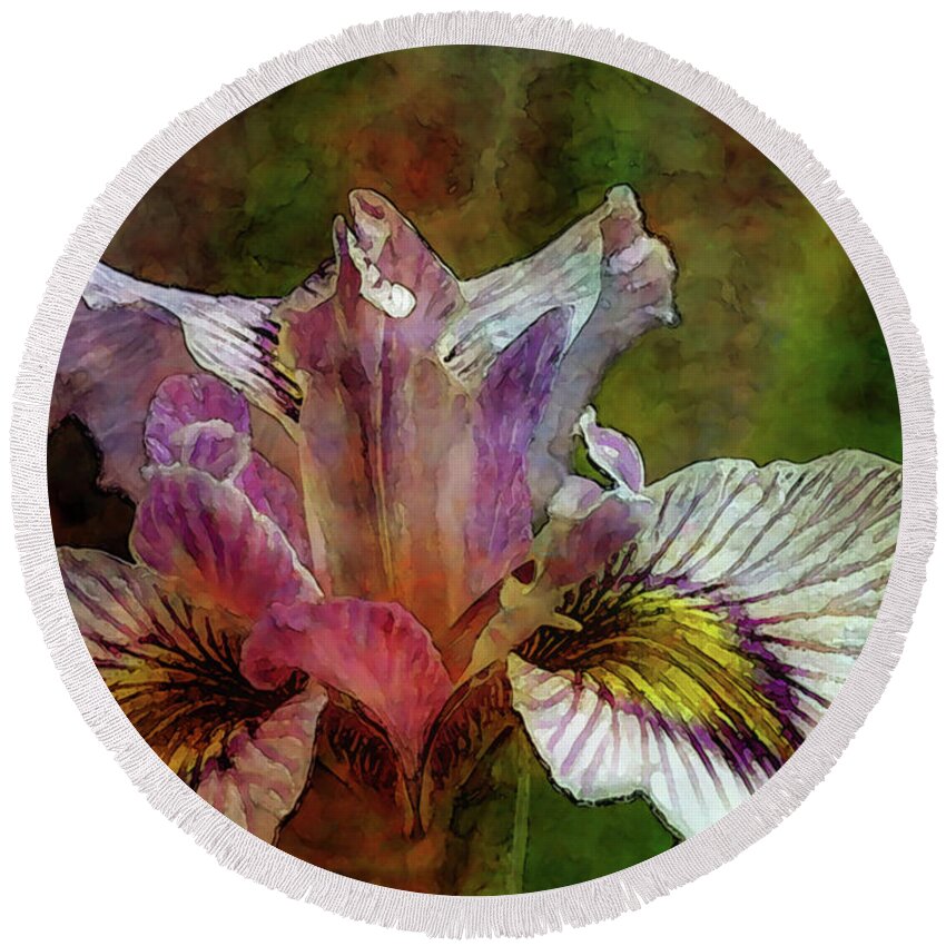 Impressionist Round Beach Towel featuring the photograph Marsh Iris 1784 IDP_2 by Steven Ward