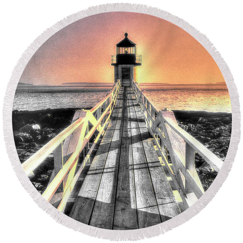 Lighthouse Round Beach Towel featuring the photograph Marshall Point by Randall Dill