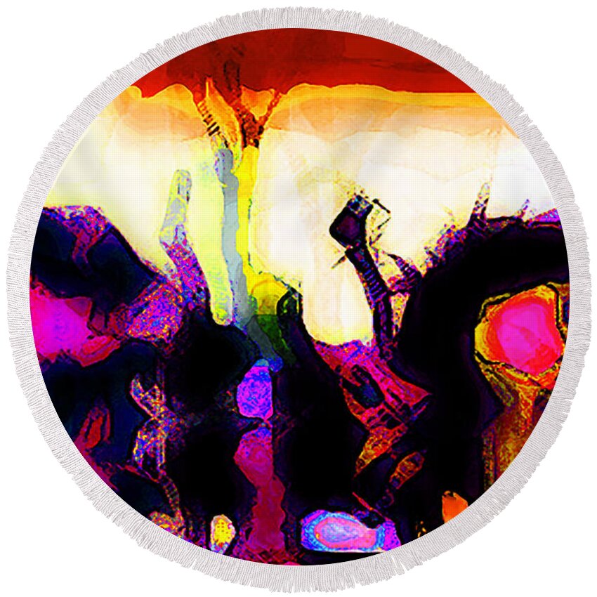 Science Fiction Round Beach Towel featuring the digital art Martian Riding His Horse by Gabby Tary