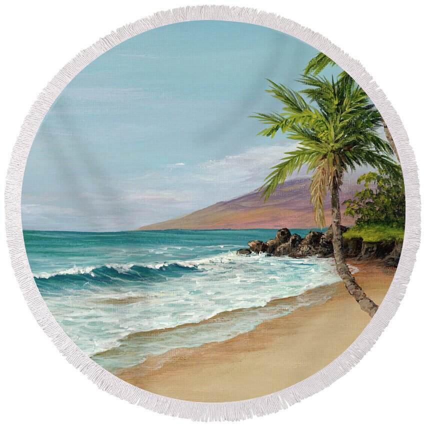 Maui Dreams Round Beach Towel featuring the painting Maui Dreams by Darice Machel McGuire
