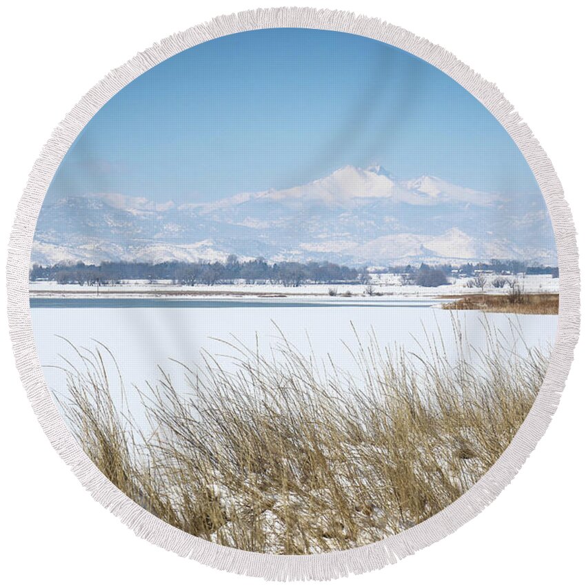 Mcintosh Lake Round Beach Towel featuring the photograph McIntosh Lake Longmont CO by Veronica Batterson