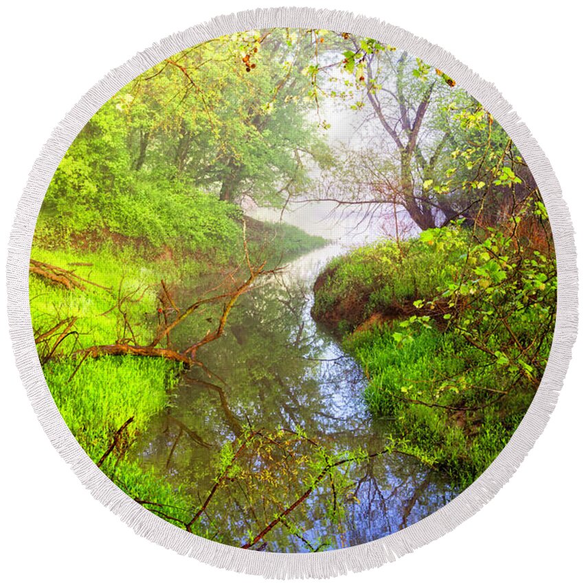 Carolina Round Beach Towel featuring the photograph Meandering through the Forest Glen by Debra and Dave Vanderlaan