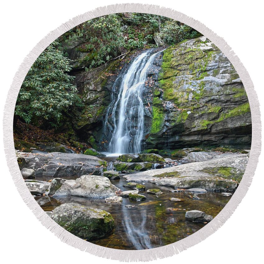 Meigs Falls Round Beach Towel featuring the photograph Meigs Falls 1 by Phil Perkins