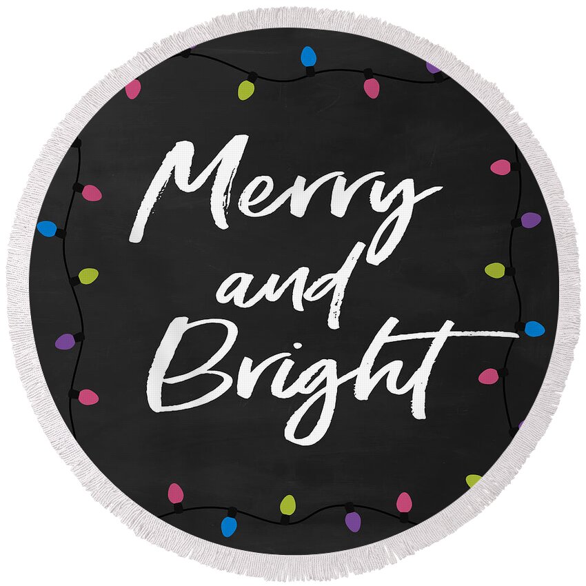 Merry Round Beach Towel featuring the digital art Merry and Bright 2- Art by Linda Woods by Linda Woods